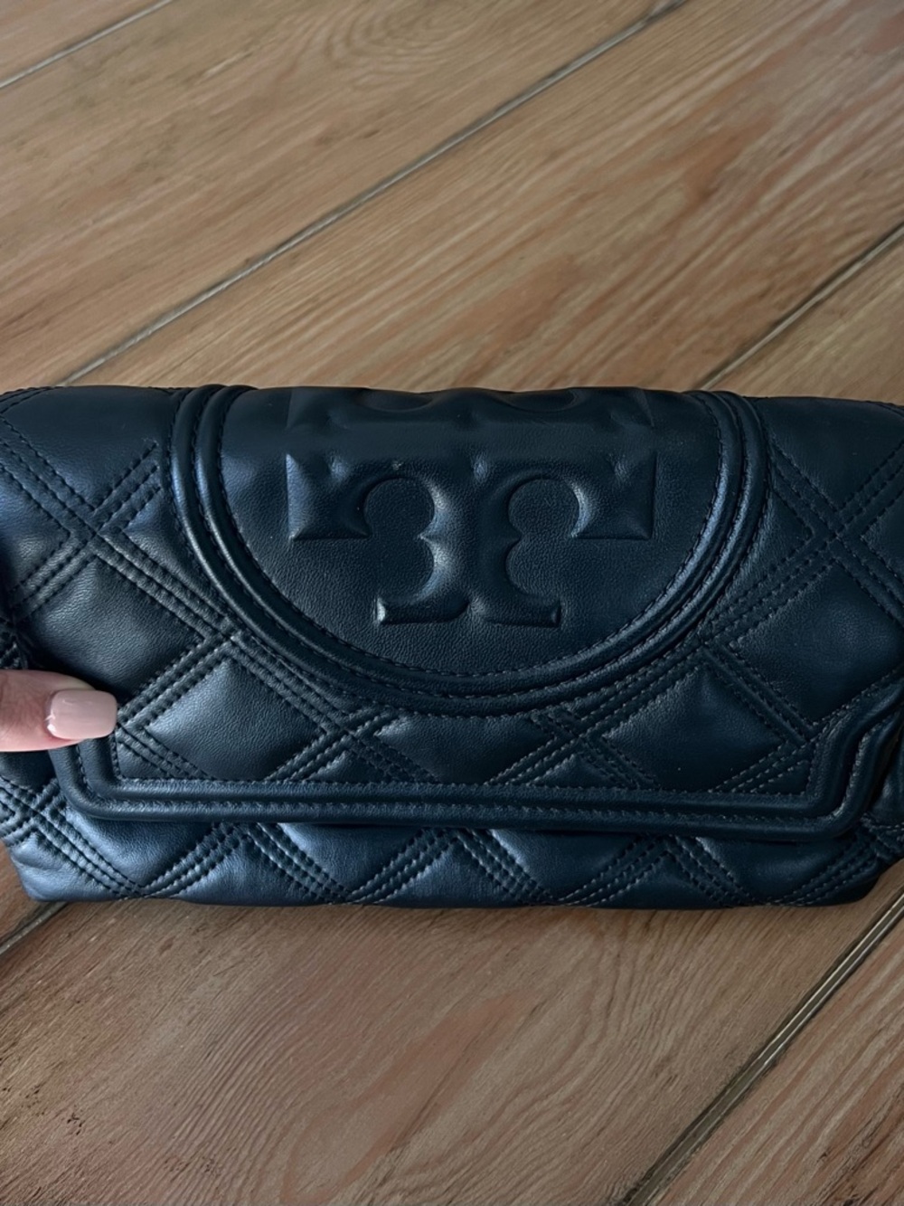 Tory Burch Quilted Leather Clutch - Black